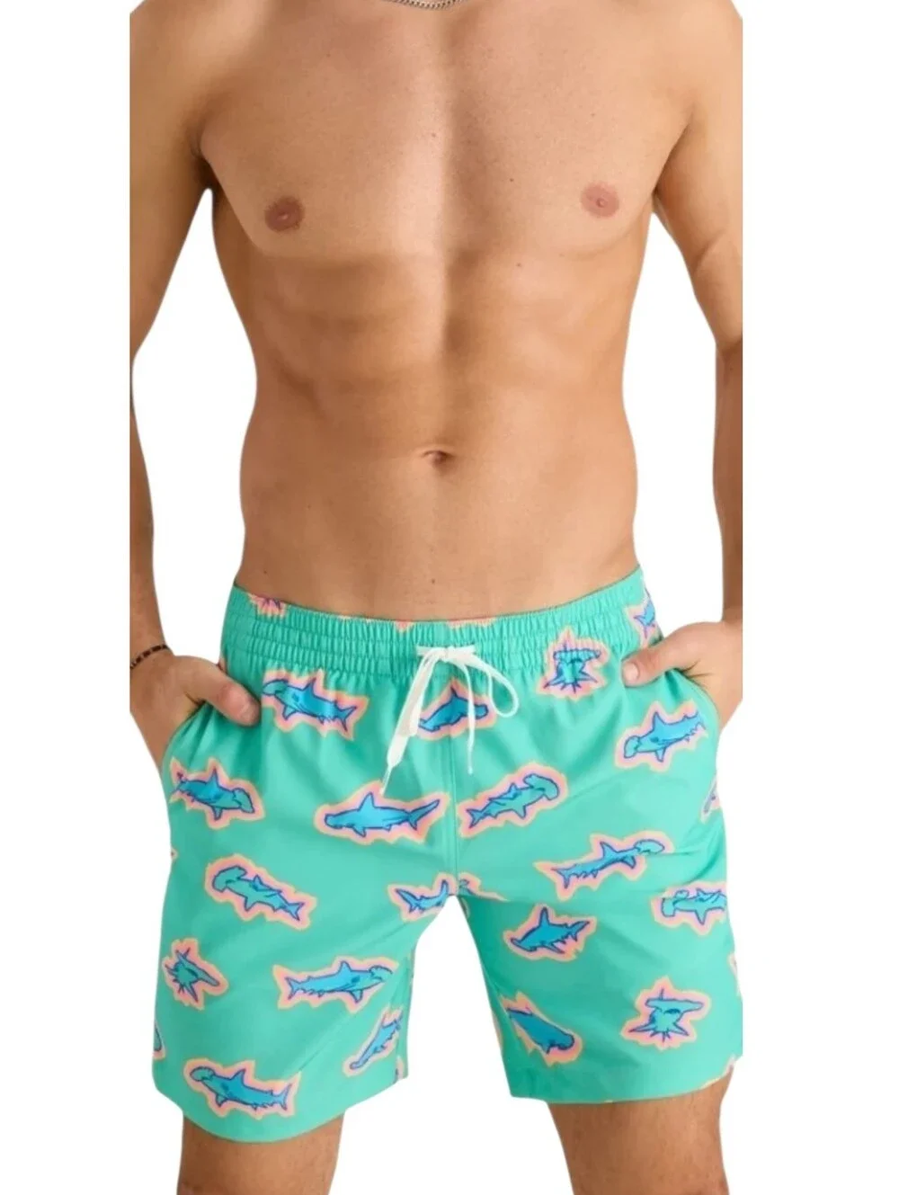 Chubbies Mens Teal Sharks Print 7